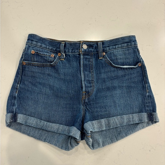 Levi's Wedgie High Rise Blue Jean Shorts - Picture 2 of 6